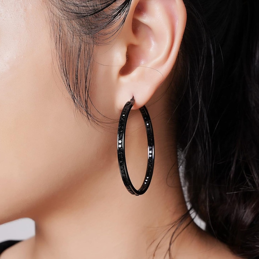 Elegant Black Hoop Earrings